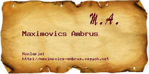 Maximovics Ambrus névjegykártya